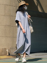 Casual Short Sleeves Solid Color Round-Neck Maxi Dress